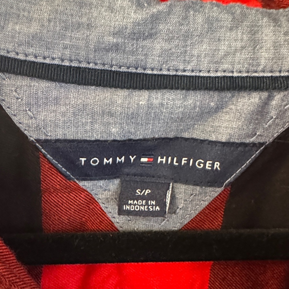 Tommy Hilfiger Red and Black Plaid Button Down Shirt - Picture 2 of 3